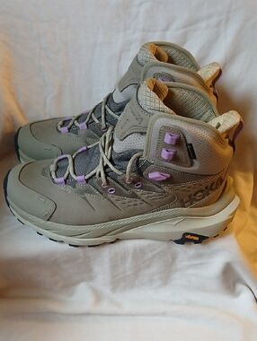 Hoka Women's Taupe Lace-Up Hiking Boots with Lilac Details